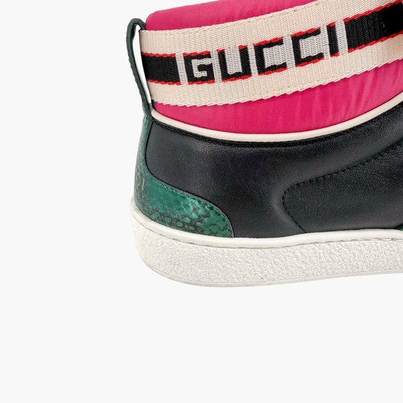 Gucci "New Ace" Black Leather High Top Sneakers Shoes Size 38.5 US 8.5 Women's - Picture 13 of 16